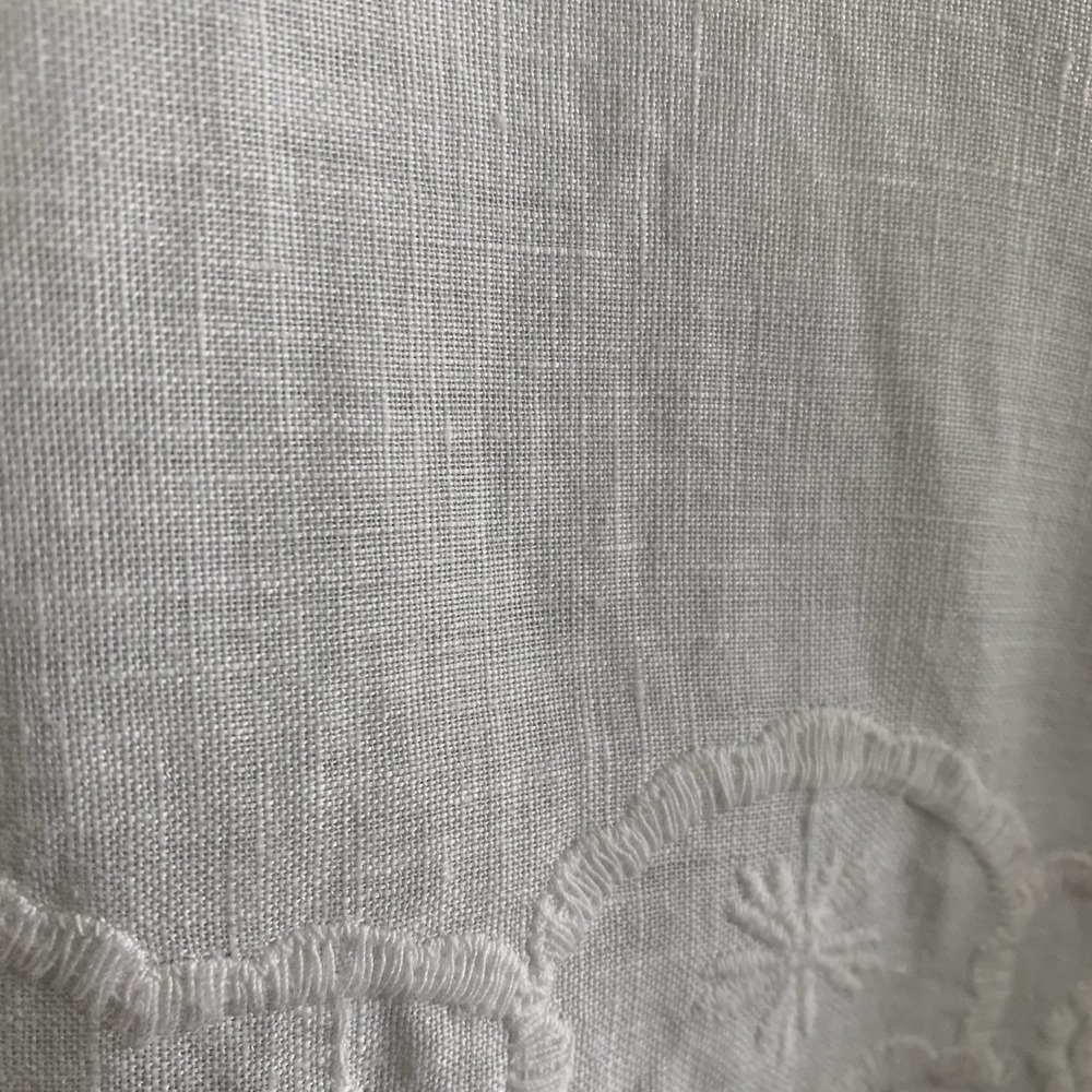 Talbots 1X White Linen Embroidered Blouse Boho Cottagecore Floral 3/4 Sleeve Top - Picture 5 of 11